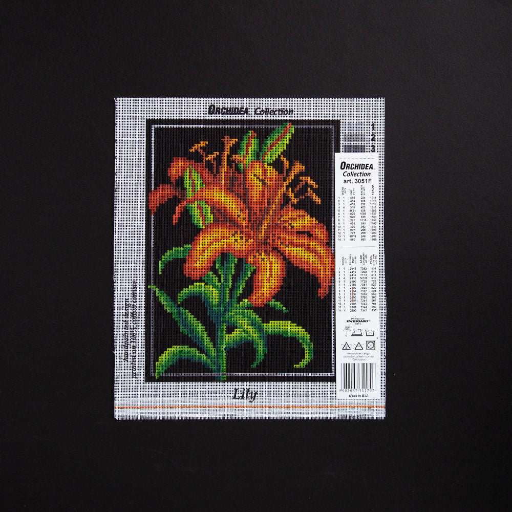 ORCHİDEA 18x24 cm Turuncu Lilyum Baskılı Goblen 3051F